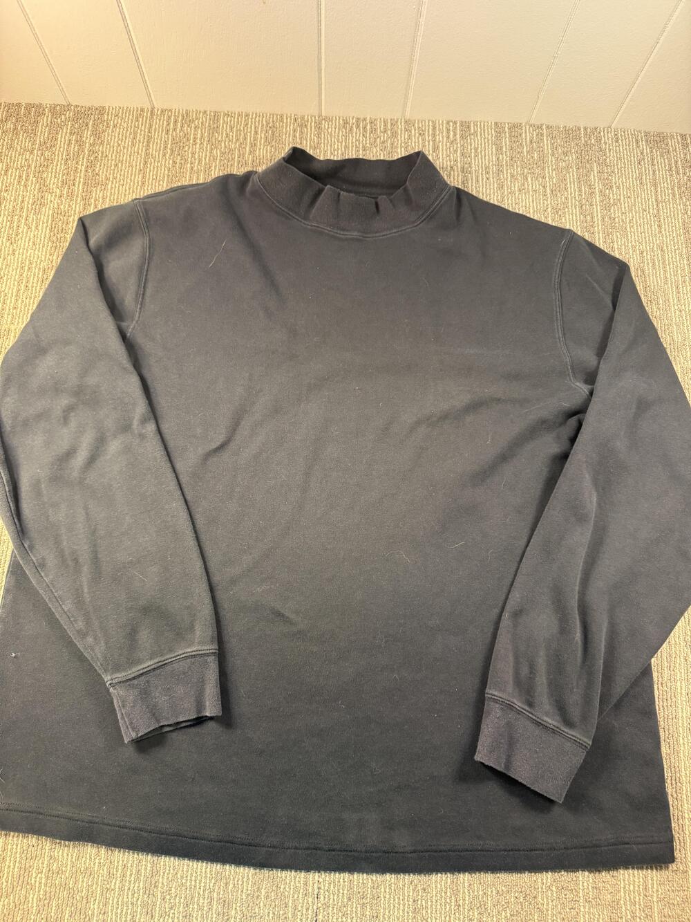 Roundtree & Yorke Shirt Mens XLT Black Long Sleeve Mock Neck Tagless Big Tall
